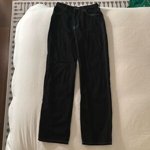 Reformation black jeans with white stitching size 25